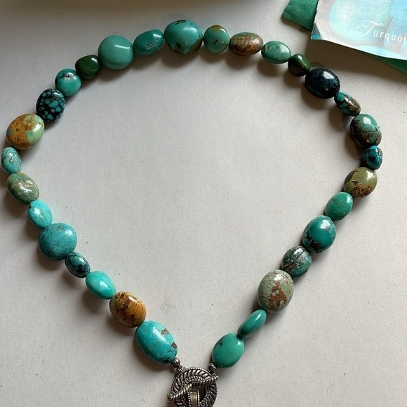 Sincerely Southwest Necklace Turquoise Stone Carolyn Pollack Chunky Sterling - Picture 5 of 12